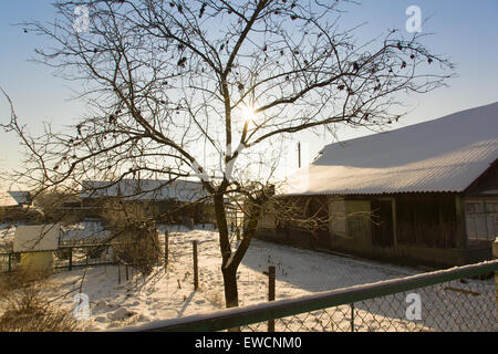 ländliche Landschaften fotografiert schneereichen Winter in Europa Stockfoto