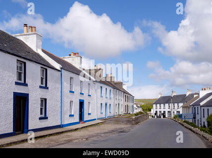 Traditionellen alten weißen Reihenhaus Häuser Weg A847 Port Charlotte Isle of Islay Inneren Hebriden Western Isles Scotland UK Stockfoto