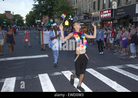 LGBT, Gay Pride Parade, die jährlich, auf der 5th Avenue in Park Slope, Brooklyn, NY stattfindet. Stockfoto