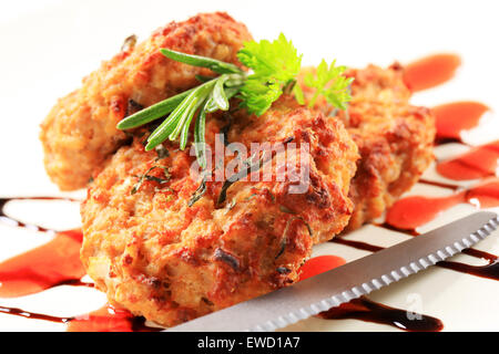 Gemüse Burger mit Balsamico-Essig-sauce Stockfoto