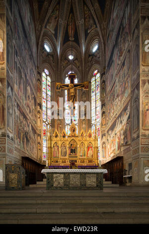 Die Hauptkapelle, Capella Maggiore, Basilica di Santa Croce, Basilika des Heiligen Kreuzes, Florenz, Italien Stockfoto