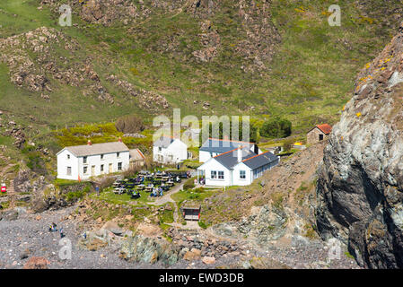 Hütten und Café Kynance Cove, Cornwall, UK Stockfoto