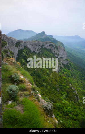 Peyrepertuse Katharer-Burg, französischen Pyrenäen Stockfoto