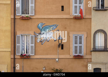 Fliegender Esel Streetart Rom Italien Stockfoto