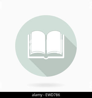 Feine Buch weiße Symbol durch flache Bauform Stockfoto