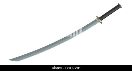 Katana Closeup isoliert auf weißem Hintergrund Stockfoto