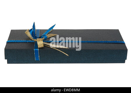 Geschenk-Box, geschlossen, isoliert auf weißem Hintergrund Stockfoto