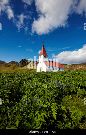 Vik Kirche Vik ich Myrdal Island Stockfoto