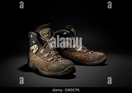 Gut getragene Goretex Wanderschuhe Stockfoto