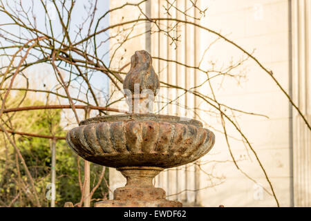 Alte Stein trocknen Brunnen vor der Kirche aus dem XVII Jahrhundert, die das Oratorium "Santissima Annunziata" (Sepulcrum Gentis Piancastelli) in Fusignano, Italien Stockfoto