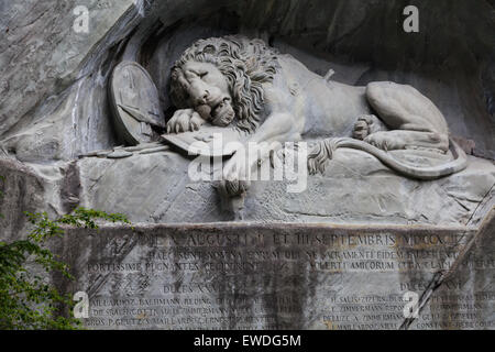 Die sterbenden Löwe Skulptur in Luzern, Schweiz Stockfoto