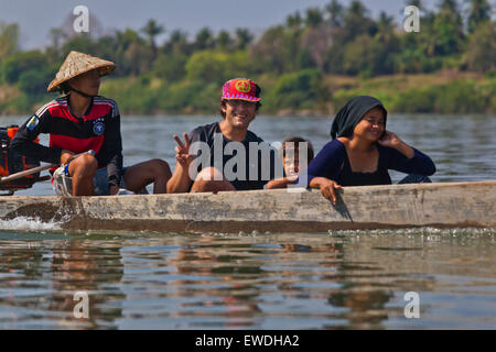 Fluss-Delphin-TOUR auf dem MEKONG RIVER Gebiet 4 tausend Inseln (Si Phan Don) - Süd, LAOS Stockfoto