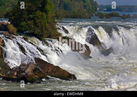 KHONE PHAPENG Wasserfall in den 4 tausend Inseln (Si Phan Don) Gebiet des MEKONG-Flusses - Süd, LAOS Stockfoto