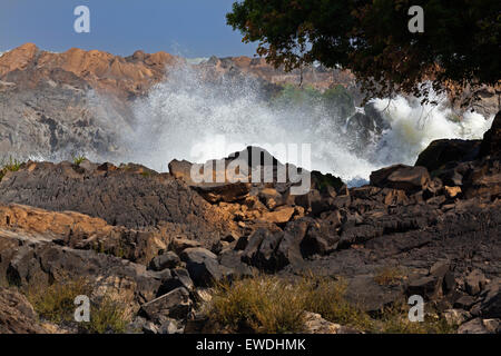 KHONE PHAPENG Wasserfall in den 4 tausend Inseln (Si Phan Don) Gebiet des MEKONG-Flusses - Süd, LAOS Stockfoto