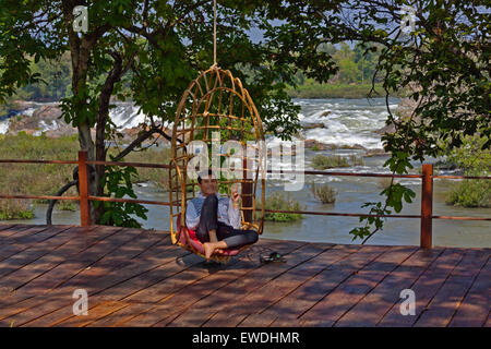 KHONE PHAPENG Wasserfall in den 4 tausend Inseln (Si Phan Don) Gebiet des MEKONG-Flusses - Süd, LAOS Stockfoto