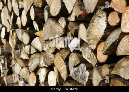 Ein Stapel von cut Protokolle, gewürzt für Kraftstoff oder Holzbearbeitung Stockfoto