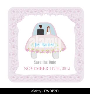 Hochzeit - Hochzeitsauto Stock Vektor