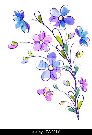 Vertikale Hintergrund mit leuchtend violetten Blüten Stock Vektor