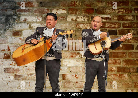 Männliche Mariachi Band Sänger durchführen-Victoria, British Columbia, Kanada.  Hinweis-Digital Composite-Hintergrund ersetzt Stockfoto