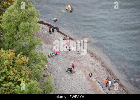 Sassnitz, Deutschland, in der Nähe von Touristen auf den Klippen der Koenigsstuhl auf der Insel Rügen Stockfoto