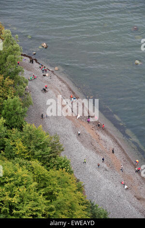 Sassnitz, Deutschland, in der Nähe von Touristen auf den Klippen der Koenigsstuhl auf der Insel Rügen Stockfoto