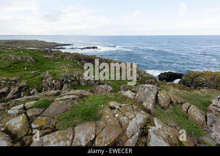 Ein Blick aus dem Schlafzimmer in Lowlight Leuchtturm Unterkunft auf der Isle of May, Firth of Forth Schottland. Stockfoto