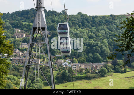 Fahrt mit der Seilbahn zu den Höhen des Abraham von Matlock Bath, Derbyshire, England, Großbritannien Stockfoto
