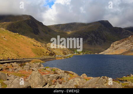 Llyn Ogwen tief in die Herzen von Snowdonia Stockfoto