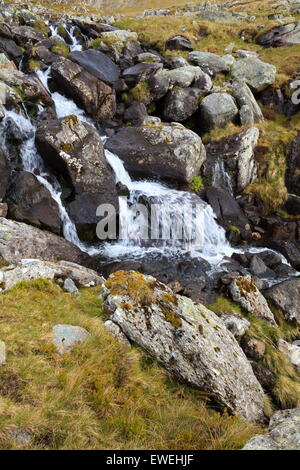 Kleiner Gebirgsbach in Snowdonia Stockfoto