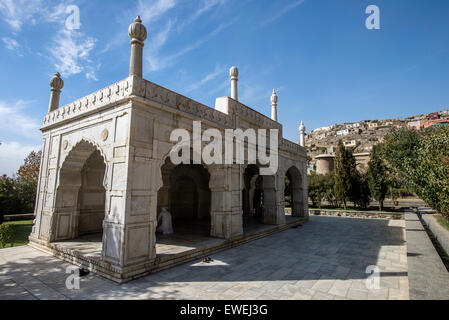 Die Moschee von Shah Jahan in den Gärten von Babur in Kabul, Afghanistan Stockfoto