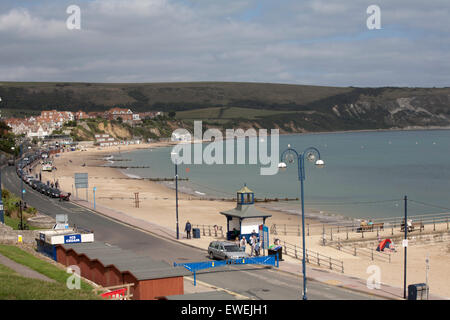 Das Strand und das Meer auf die Stadt und Ferienort von Swanage Isle of Purbeck Dorset-England Stockfoto