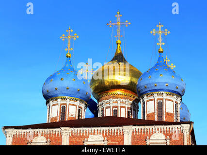 Kuppeln der Uspenskij-Kathedrale des Rjasaner Kreml, gebaut im Jahre 1693-1699 Stockfoto