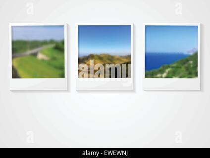 Polaroid-Foto-Rahmen mit Naturlandschaften. Vektor abstrakten Hintergrund Stock Vektor