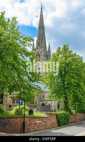 Kirche St. Wulfram, Grantham, die Pfarrkirche von Grantham Lincolnshire - von Kirche-Straße, Grantham Stockfoto