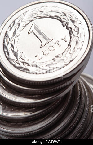 Polnische Geld - Zloty isoliert auf weißem Hintergrund Stockfoto