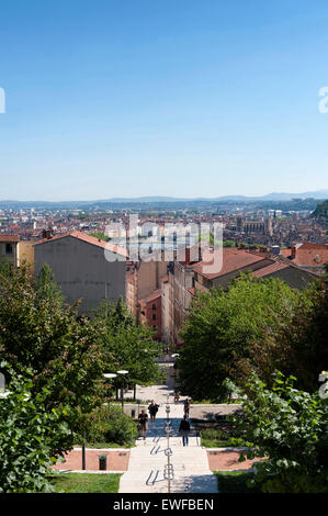 Lyon (Südost-Frankreich): Gebäude entlang der Piste im Bezirk La Croix Rousse. Die Stadt Lyon Stockfoto