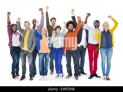 Große Gruppe Menschen Teamarbeit gemeinsam feiern Stockfoto