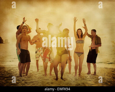 Fraktion der Volkspartei am Strand. Stockfoto