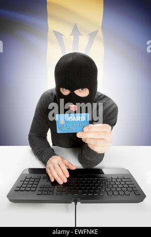 Cybercrime-Konzept mit Flagge auf Hintergrund - Barbados Stockfoto