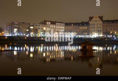 Berlin, Deutschland, Lichtinstallation Licht Begrenzung für 25 Jahre Fall der Mauer Stockfoto