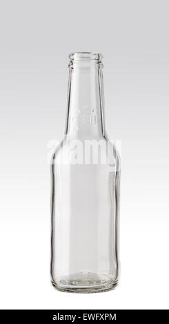 Leere transparente Bierflasche Stockfoto