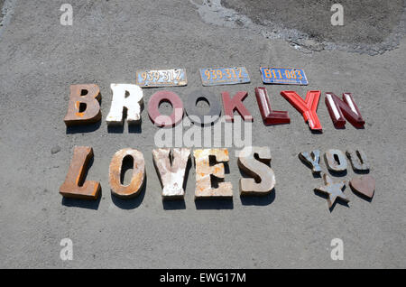 Brooklyn liebt dich anmelden Buchstaben New york Stockfoto