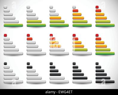 Erhöhung der Balken als Ebene oder Fortschritt Indikatoren, Signalstärke, Abschluss Stock Vektor