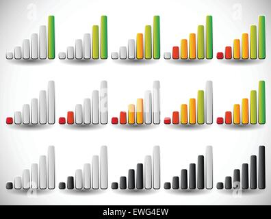 Erhöhung der Balken als Ebene oder Fortschritt Indikatoren, Signalstärke, Abschluss Stock Vektor