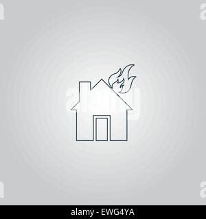 Haus am Feuer Vektor icon Stock Vektor
