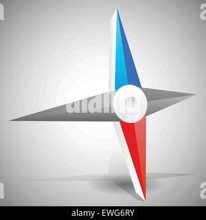 Nadeln, Zeiger eines Kompasses. 3D Vektorgrafik. Stock Vektor