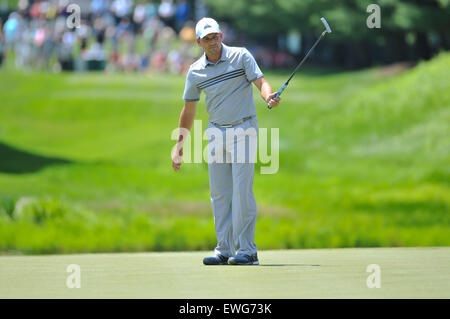 Cromwell, Connecticut, USA. 25. Juni 2015. Sergio Garcia in Aktion während der Reisende Golfmeisterschaft TPC River Highlands, Cromwell, Connecticut. Gregory Vasil/Cal Sport Media/Alamy Live-Nachrichten Stockfoto