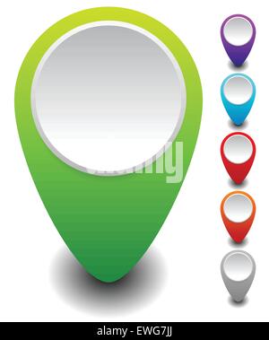 Eine Gruppe von bunten Kartenmarkierungen, Karte Pins mit leerer Kreis Stock Vektor