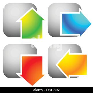 Bunte Fett Pfeilsymbole. Pfeile in jede Richtung. Oben Sie links, rechts, nach unten weisenden Pfeil. (Vektor) Stock Vektor