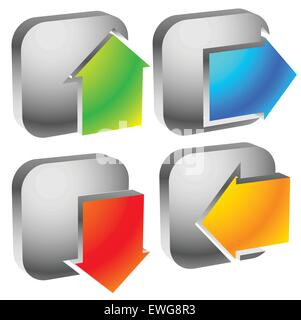 Bunte Fett Pfeilsymbole. Pfeile in jede Richtung. Oben Sie links, rechts, nach unten weisenden Pfeil. (Vektor) Stock Vektor